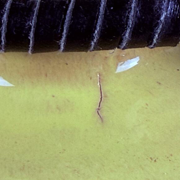 Large Art Pottery Vase Southwest Style MCM Yellow Orange Wood Handles 11” Signed - Picture 7 of 13